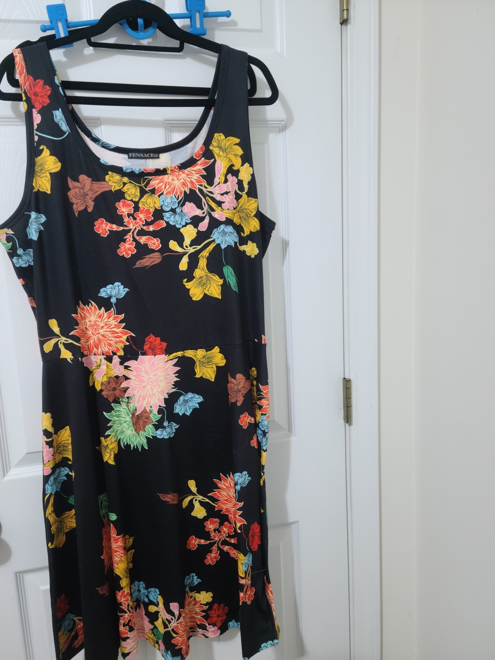Sleeveless Black Floral Midi Dress